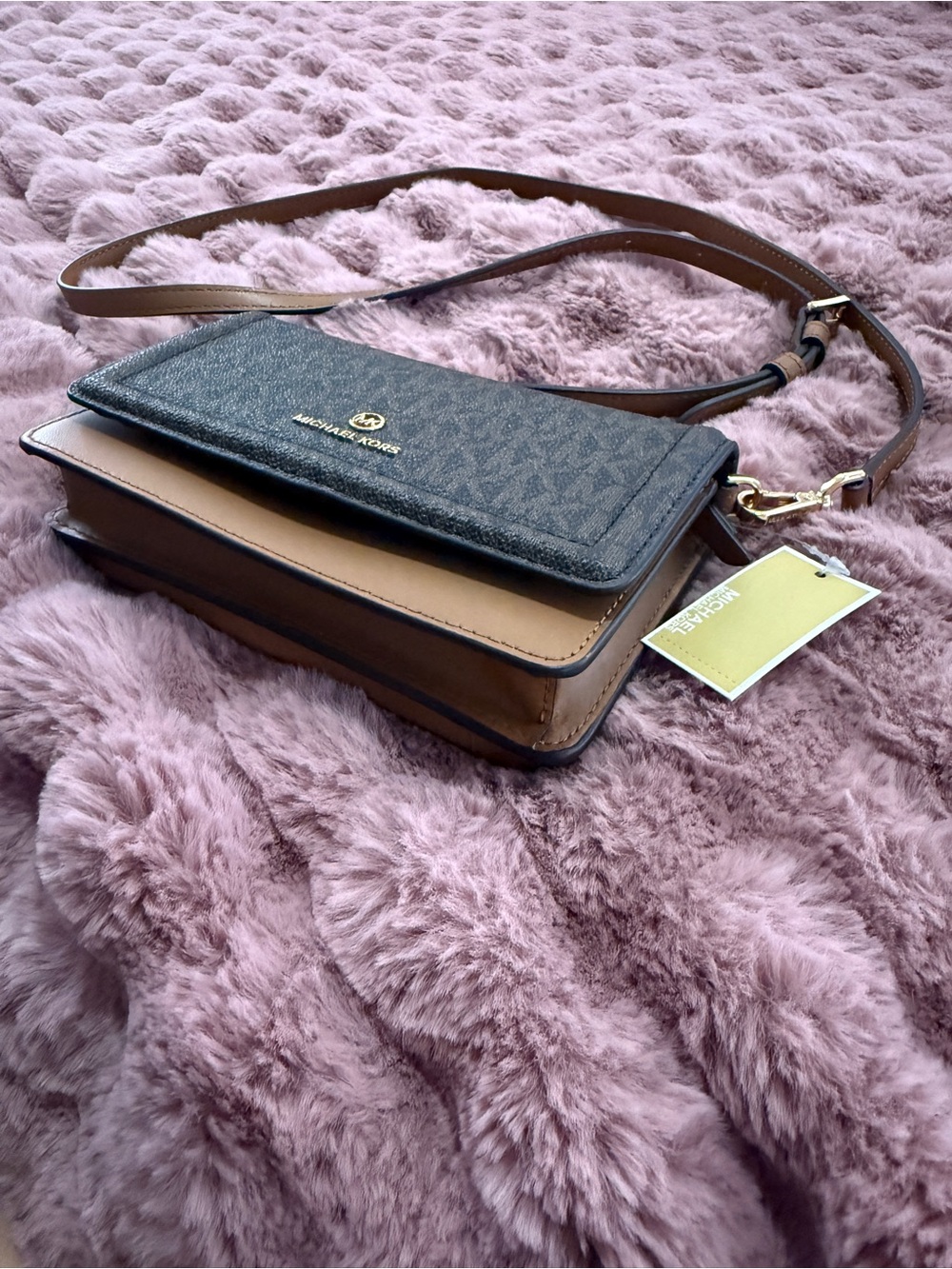 NWT Michael Kors Jet Set Charm Phone Crossbody Leather Wallet Brown / Acorn - Picture 6 of 16
